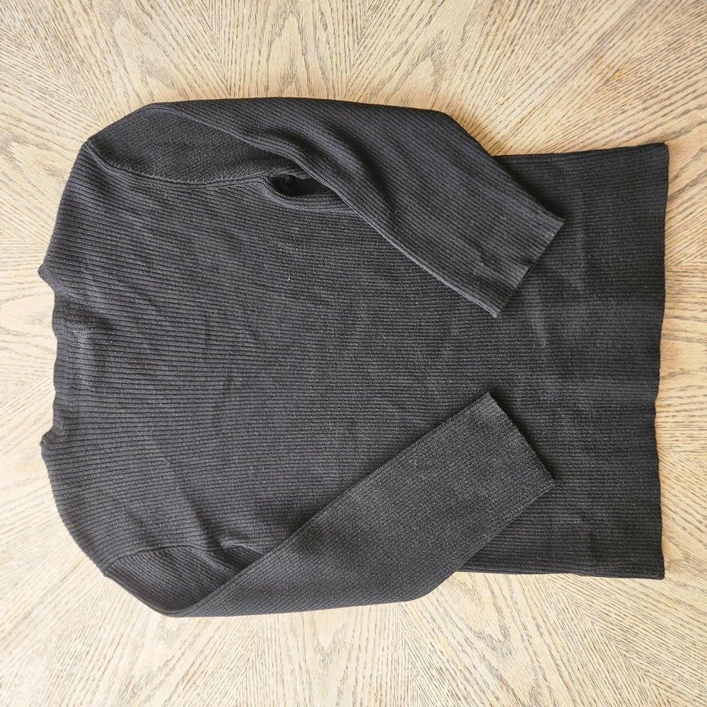 Lauren Ralph Lauren Ribbed Sweater Womens Medium‎ Black Merino Wool Cotton 90s - Picture 8 of 9